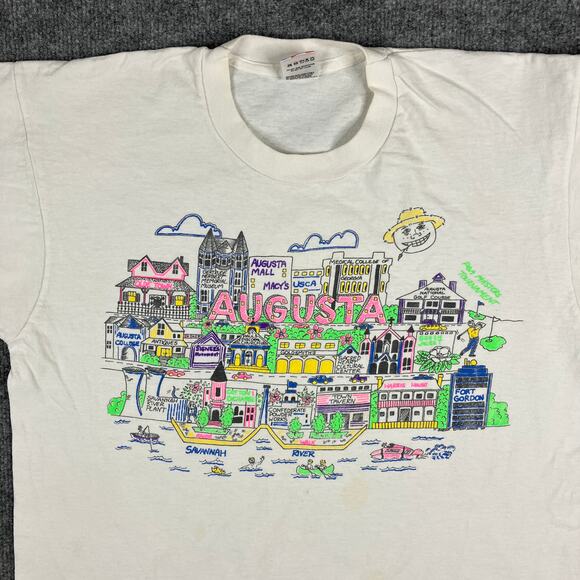 Fruit of the Loom T-Shirt Mens Size L White Augusta Georgia City Graphic - Picture 1 of 10